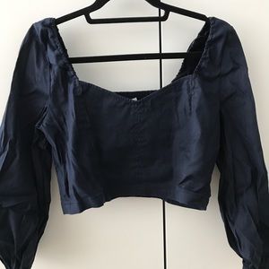 Babaton Crop Blouse with Elastic Back